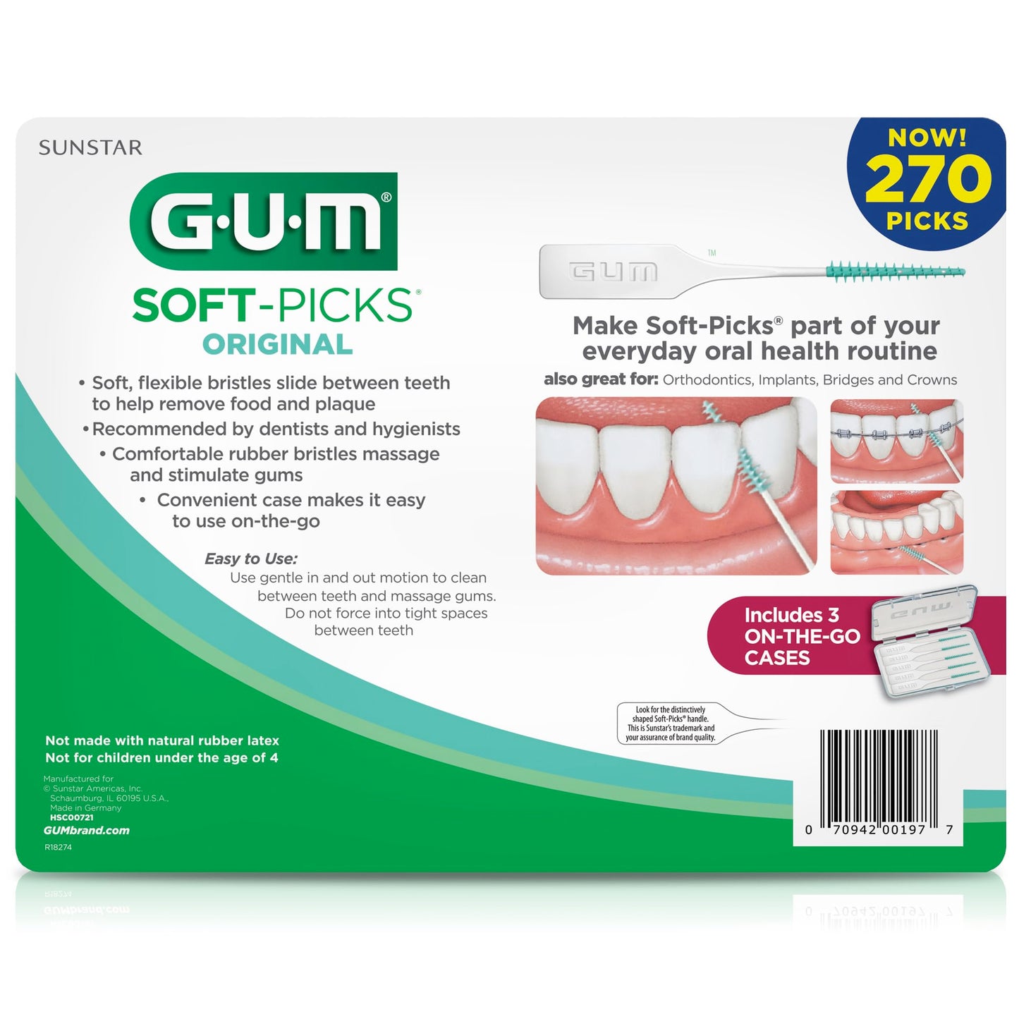 GUM Soft-Picks Original – Easy-to-Use Interdental Picks for Plaque Removal & Gum Health with Convenient Carry Case