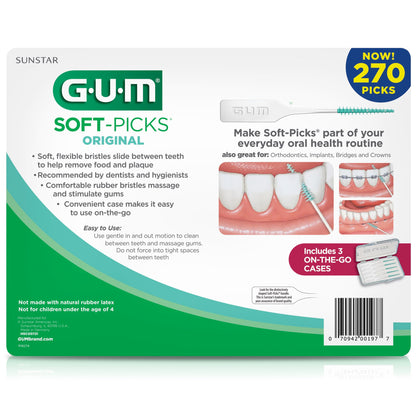 GUM Soft-Picks Original – Easy-to-Use Interdental Picks for Plaque Removal & Gum Health with Convenient Carry Case