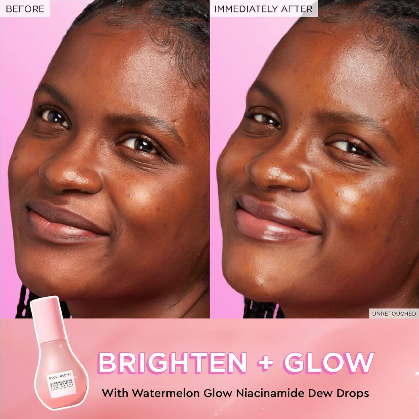 Glow Recipe Watermelon Niacinamide Dew Drops, Korean Niacinamide Serum Drops, Hydrating Face Serum + Primer & Liquid Highlighter,