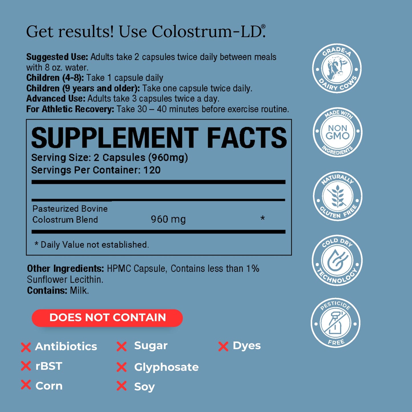 Colostrum-LD Capsules Colostrum with Liposomal Delivery - High Absorption - 240 Capsules