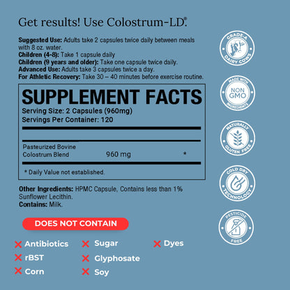 Colostrum-LD Capsules Colostrum with Liposomal Delivery - High Absorption - 240 Capsules