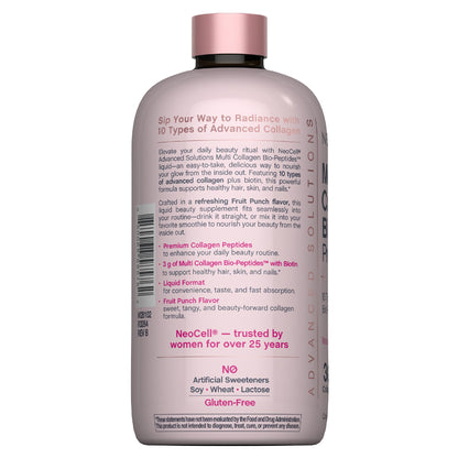 NeoCell Liquid Multi Collagen Peptides | 16 fl oz | with Biotin | Advanced Nourishing Formula | 10 Types of Bio-Peptides