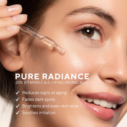 Lupure Professional Vitamin C Face Serum 20%, Anti Aging Facial Super Vit C Serum with Ascorbic Acid Hyaluronic Acid & Vitamin E for Dark Spots,