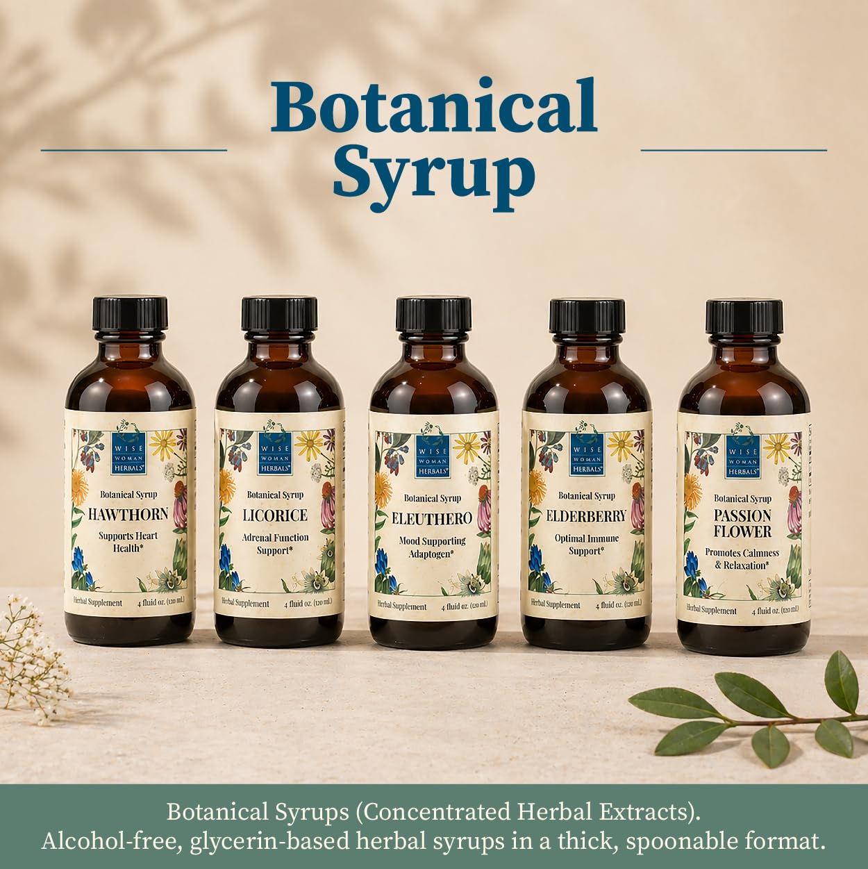 Wise Woman Herbals Hawthorn Botanical Syrup, Alcohol-Free Hawthorn Berry Solid Extract 4:1, Promotes Healthy Circulation, Antioxidant Protection, Herbal Cardiovascular Support, 4 Fl Oz