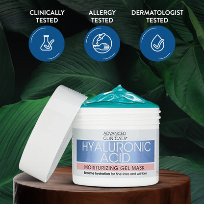 Advanced Clinicals Hyaluronic Acid Gel Facial Mask Skin Care Treatment, Brightening, Hydrating Anti Aging Face Mask & Moisturizer Helps Transform Dry Skin W/Collagen