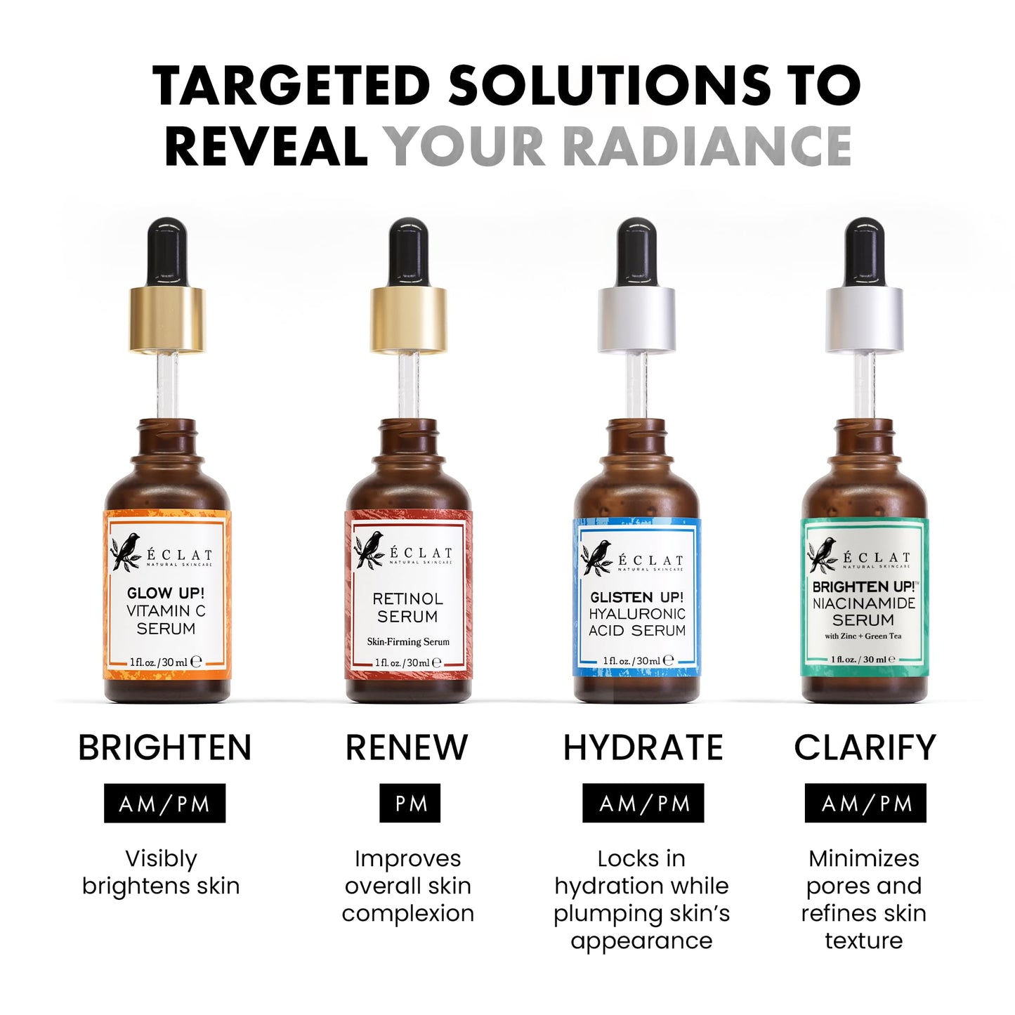 Eclat Skincare Vitamin C Serum - Skin Care for Dark Spots, Vitamin C Serum for Face with Hyaluronic Acid, Ferulic Acid, & Vit E