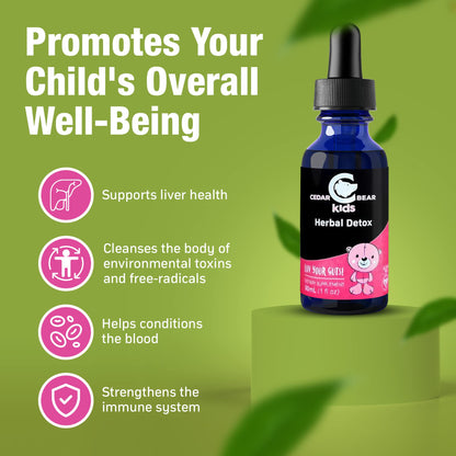 Cedar Bear Herbal Detox for Kids is a Liquid Herbal Supplement That Helps The Immune System & Protects Organs That are Often affected 1 fl oz / 30 ml