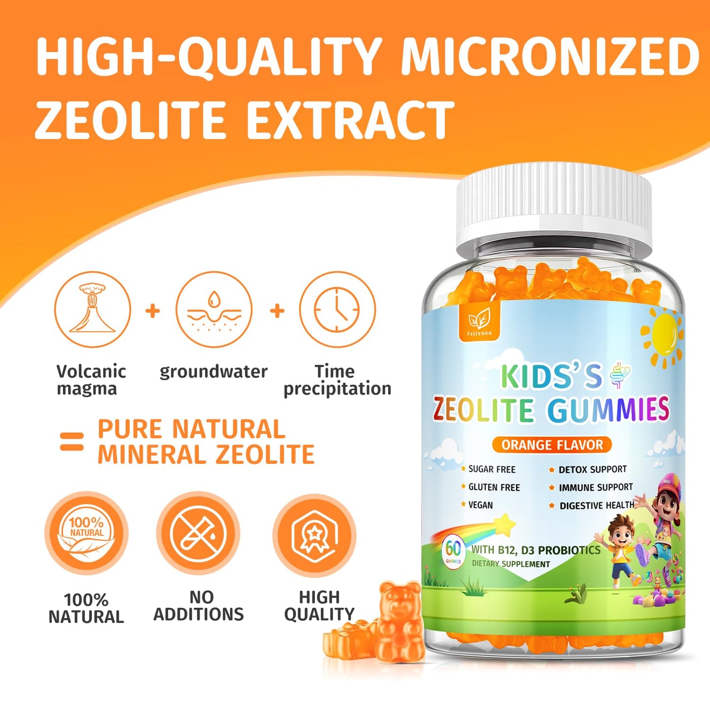 Zeolite Detox for Kids Gummies, Pure Natural Zeolite Clinoptilolite, Adults & Kids Heavy Metals, Focus, Gut & Immune Support