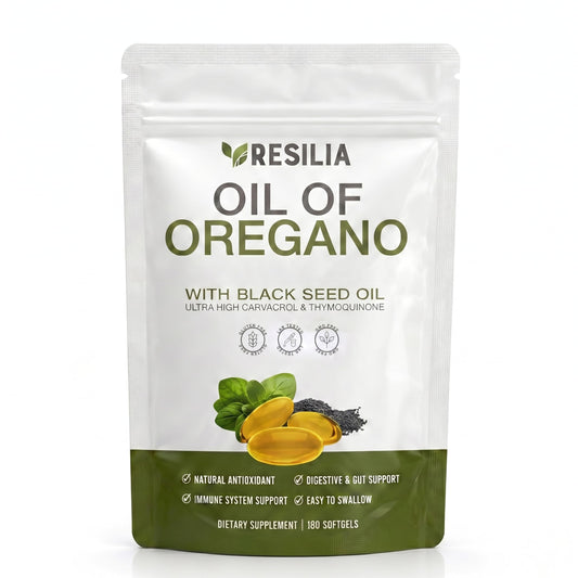Resilia Softgels with Black Seed Oil 6000mg – Premium Grade Oregano Oil Capsules for Immune & Digestive Support – Non-GMO, Gluten-Free Softgels