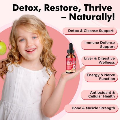 ReviNutra Zeolite Detox for Kids and Adults, Clinoptilolite Zeolite Liquid Drops with Chlorella,