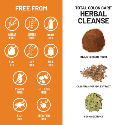 Naturewise Total Colon Care Herbal Cleanse - With Prebiotics, Botanicals, & Antioxidants - for Regular Bowel Movement, Digestion, Gut Health - Vegan, Gluten-Free
