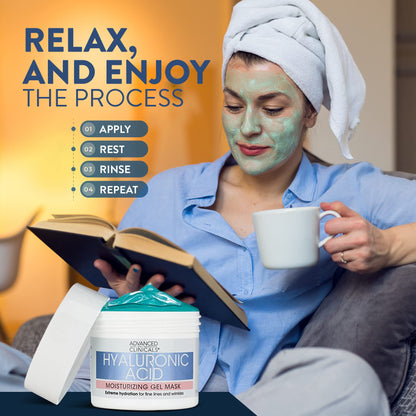 Advanced Clinicals Hyaluronic Acid Gel Facial Mask Skin Care Treatment, Brightening, Hydrating Anti Aging Face Mask & Moisturizer Helps Transform Dry Skin W/Collagen