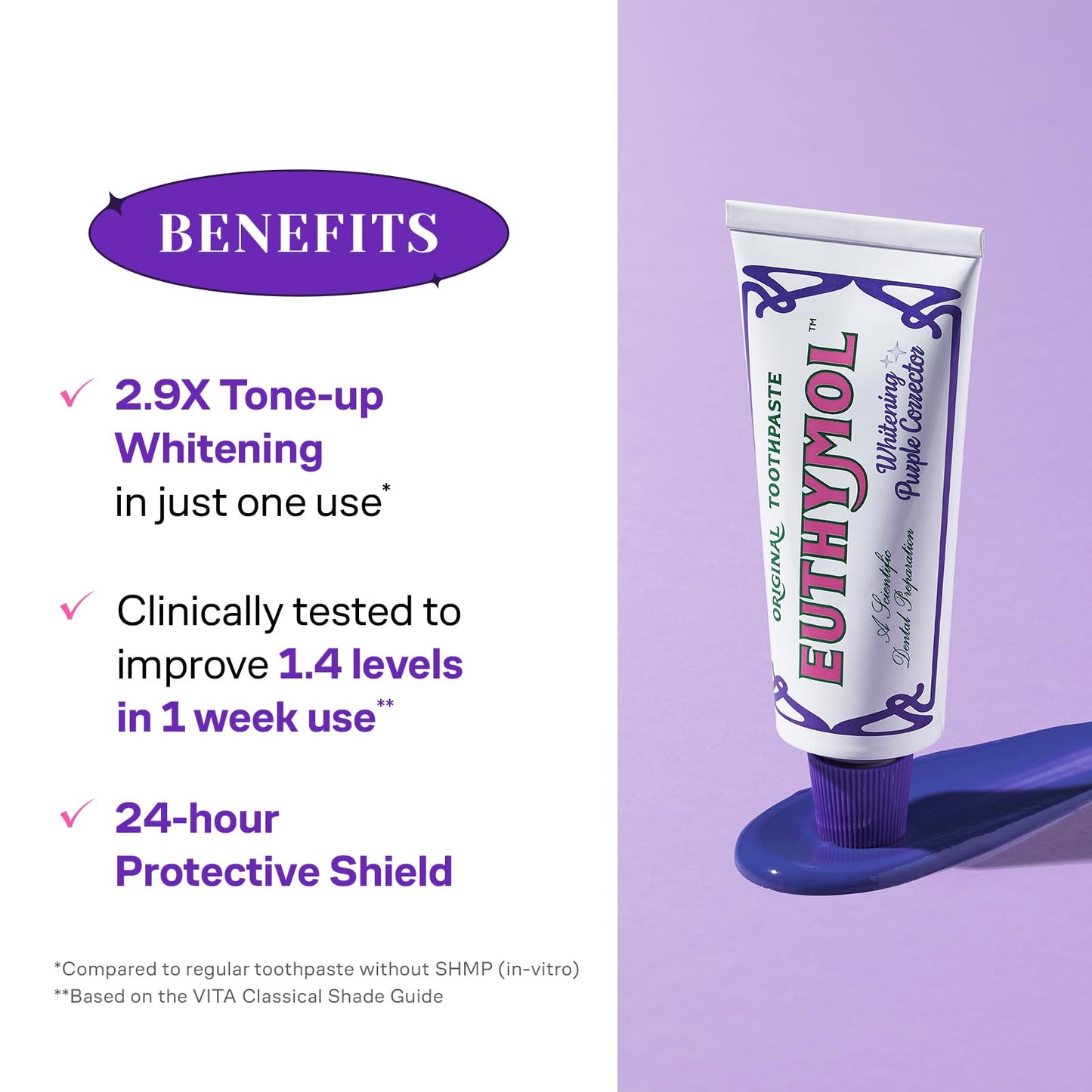 Euthymol Purple Whitening Toothpaste (3.7 fl oz) – for Yellow & Sensitive Teeth | Violet Tone-Up Formula, Instantly Brightens,