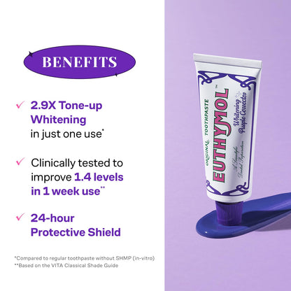 Euthymol Purple Whitening Toothpaste (3.7 fl oz) – for Yellow & Sensitive Teeth | Violet Tone-Up Formula, Instantly Brightens,