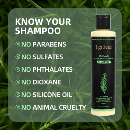 Tgideas Organic Rosemary Hair Growth Shampoo for Women and Men-Natural Thickening & Strengthening Shampoo with Hydrolyzed Keratin