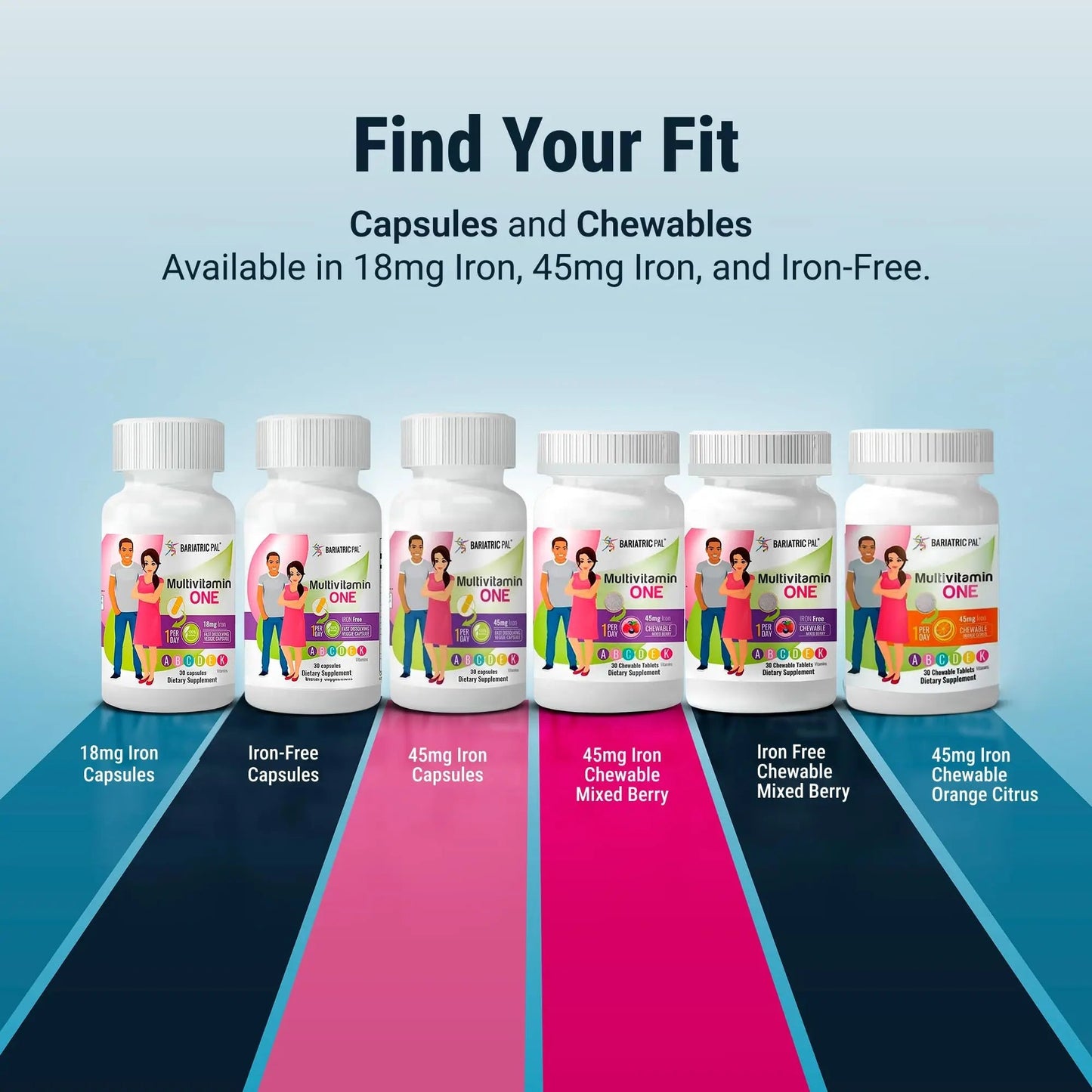 BariatricPal Multivitamin ONE 1 per Day! Bariatric Multivitamin Capsule with 18 mg of Iron | Easy to Swallow Capsule | BariatricPal