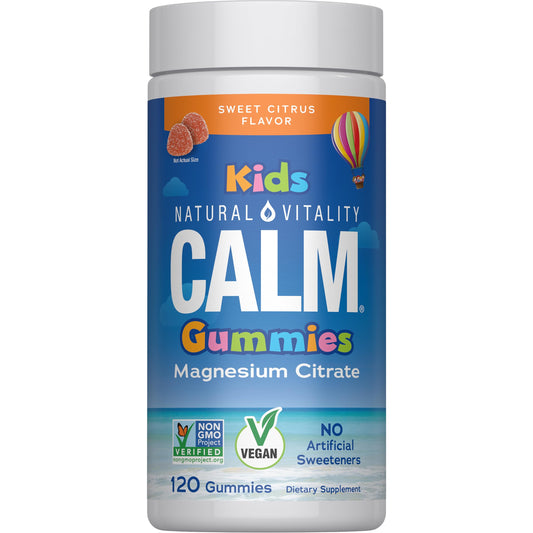 Natural Vitality Calm, Magnesium Citrate Kids Supplement, Stress Relief Gummies, Supports a Healthy Response to Stress