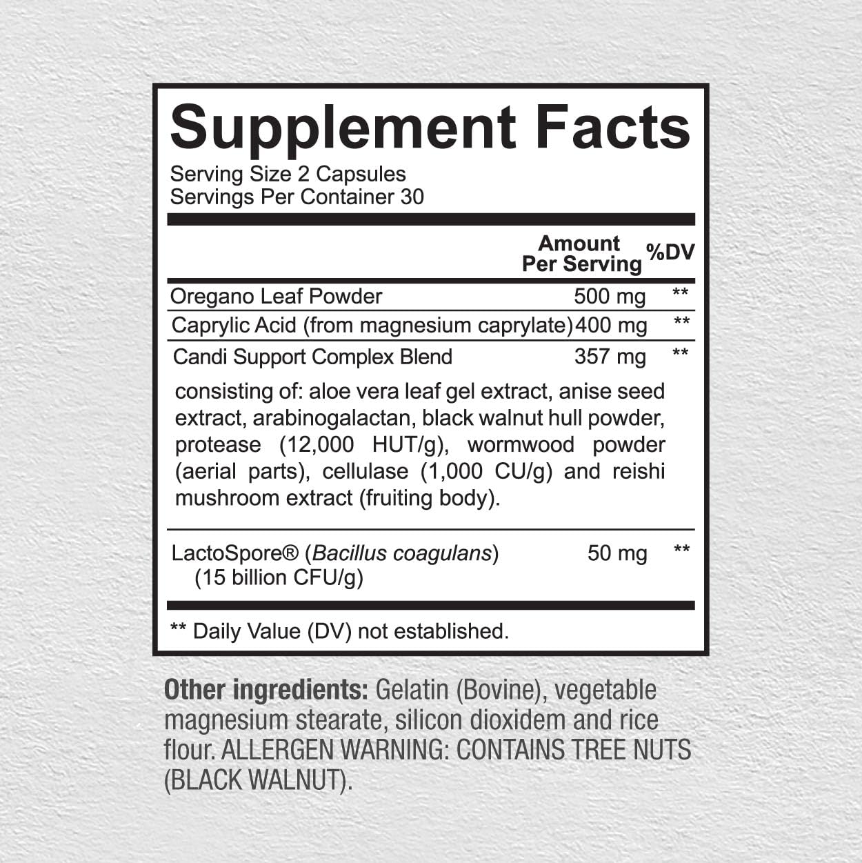 Premium Candida Cleanse Supplement – Candida Support Supplement with Oregano, Caprylic Acid, Black Walnut & Probiotics – Supports Gut Health,