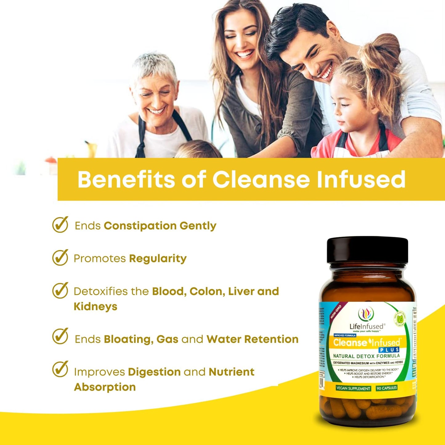 Life Infused Cleanse Infused Plus Digestive Support Supplement – Oxygenated Magnesium with Enzymes & Herbs, Supports Digestive