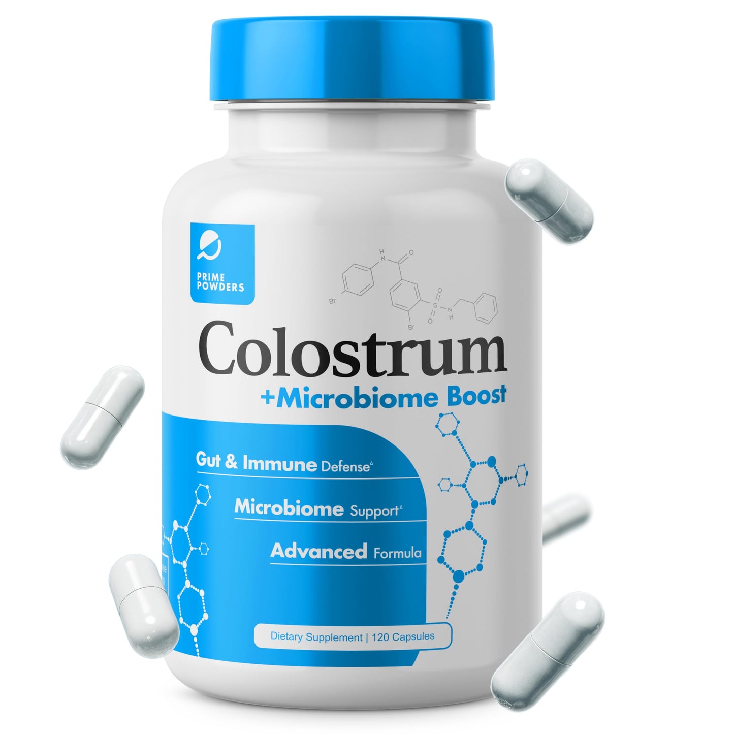 Prime Powders Colostrum Capsules | Grass-Fed Bovine Colostrum with Akkermansia Probiotic 1B AFU | Microbiome & Gut Support