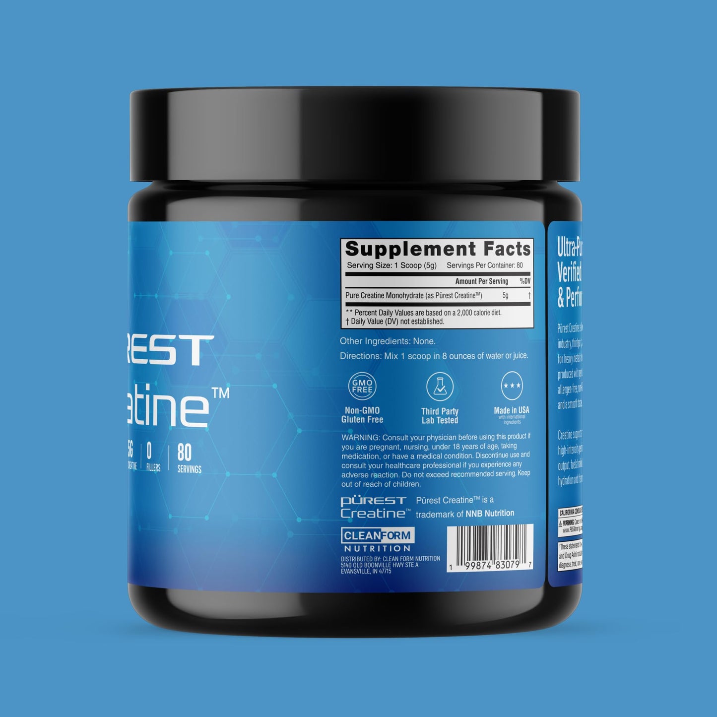 Cleanform Purest Creatine Monohydrate Powder - Ultra-Pure Micronized Supplement for Explosive Strength, Lean Muscle Growth
