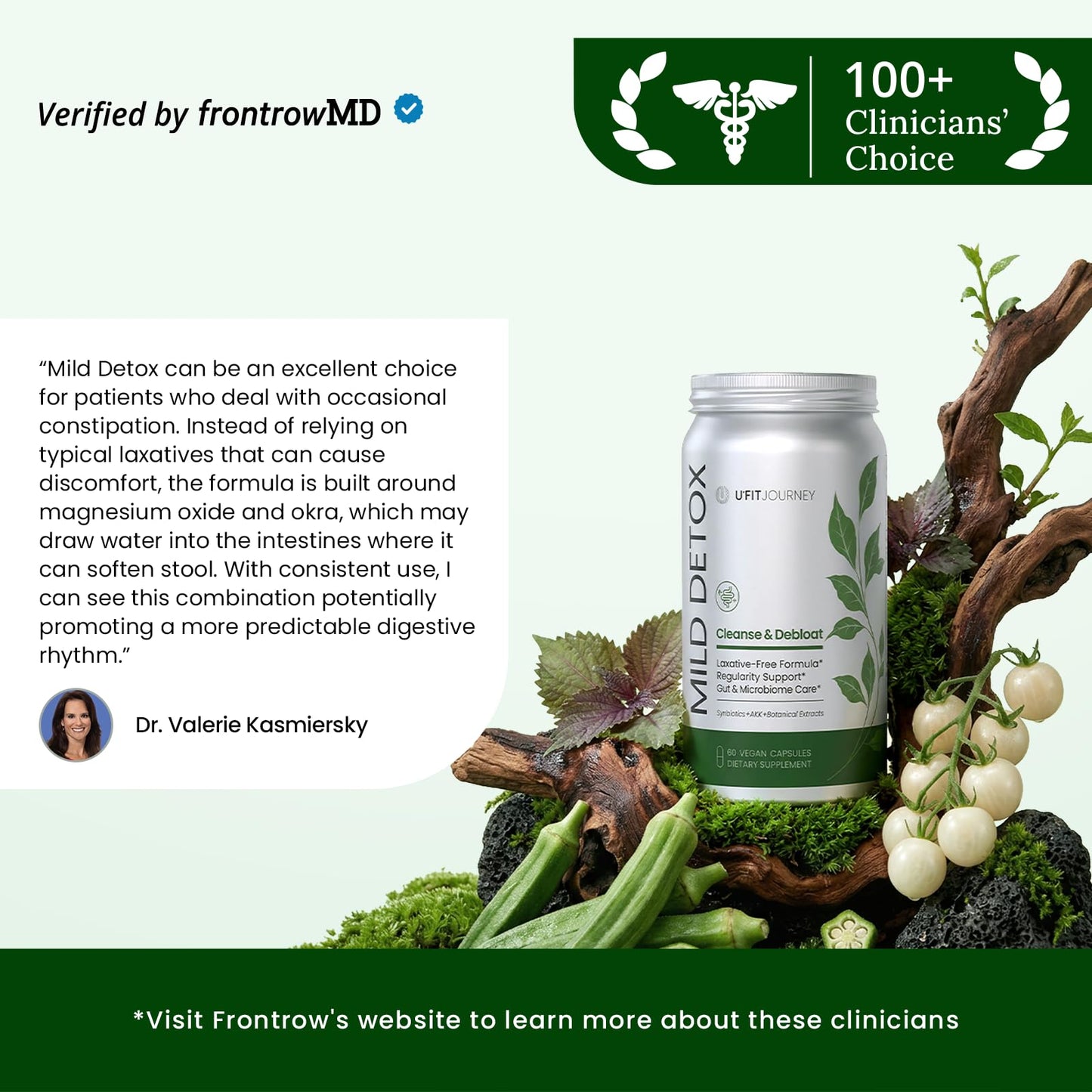 U+FITJOURNEY Mild Detox 12-in-1 Senna-Free Gut & Colon Cleanse - Non-Stimulant Overnight Constipation Relief & Debloat for Women & Men with Prebiotic