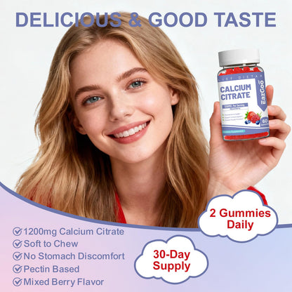 Calcium Citrate Gummies, Chewable 1200mg Calcium Gummies for Women & Men, Calcium Supplement for Muscle & Immune Support,