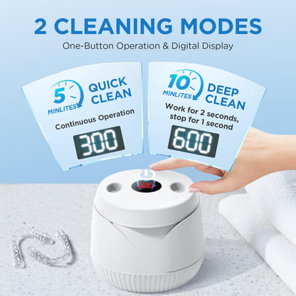 Dental Ultrasonic Retainer Cleaner Machine: 45kHz Dental Cleaning Pod with Digital Timer & 200ML, Cleaning for Dentures, Mouth Guards, Aligners, Night Guards, Braces