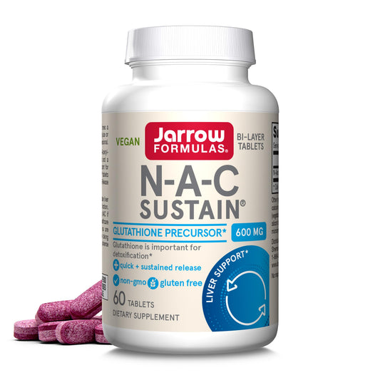 Jarrow Formulas N-A-C Sustain 600 mg, Dietary Supplement, NAC 600 mg, an Antioxidant Amino Acid Support