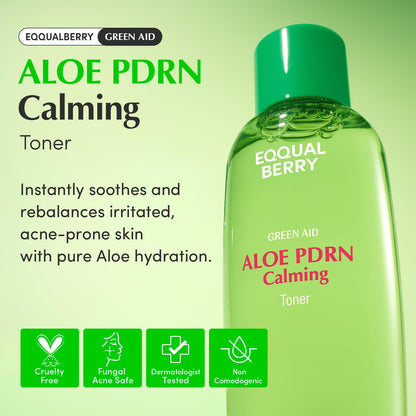 EQQUALBERRY Aloe PDRN Calming Toner, for Sensitive, | Instant Relief & Cooling | Non-Comedogenic & Fungal Acne Safe, Skin Barrier Repair