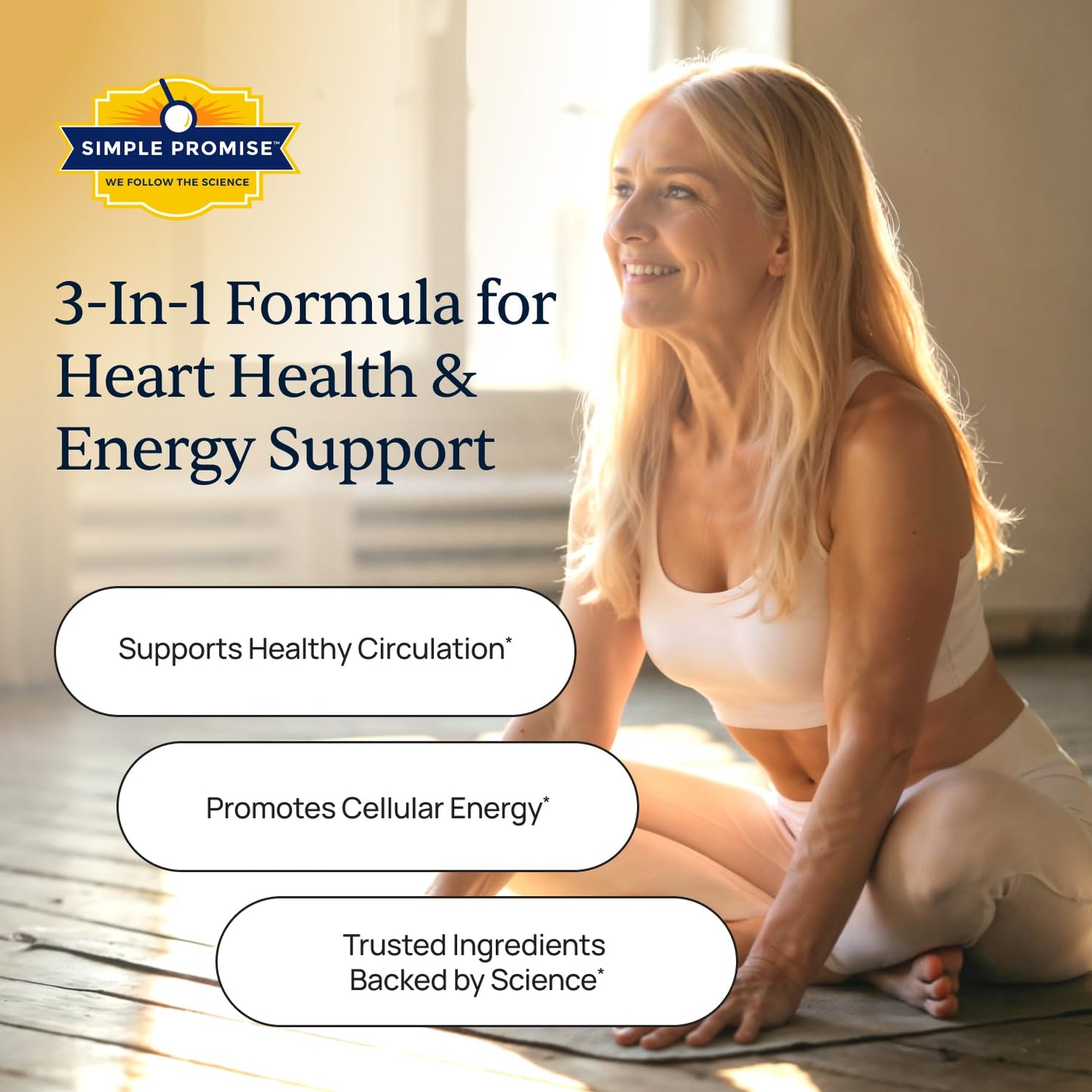 Simple Promise CardioClear7 CoQ10 with PQQ and Shilajit Supplement - Daily Heart Health, Circulation and Cellular Energy Support - Gluten Free, Non-GMO, cGMP Certified - Once Daily, 30 Capsules