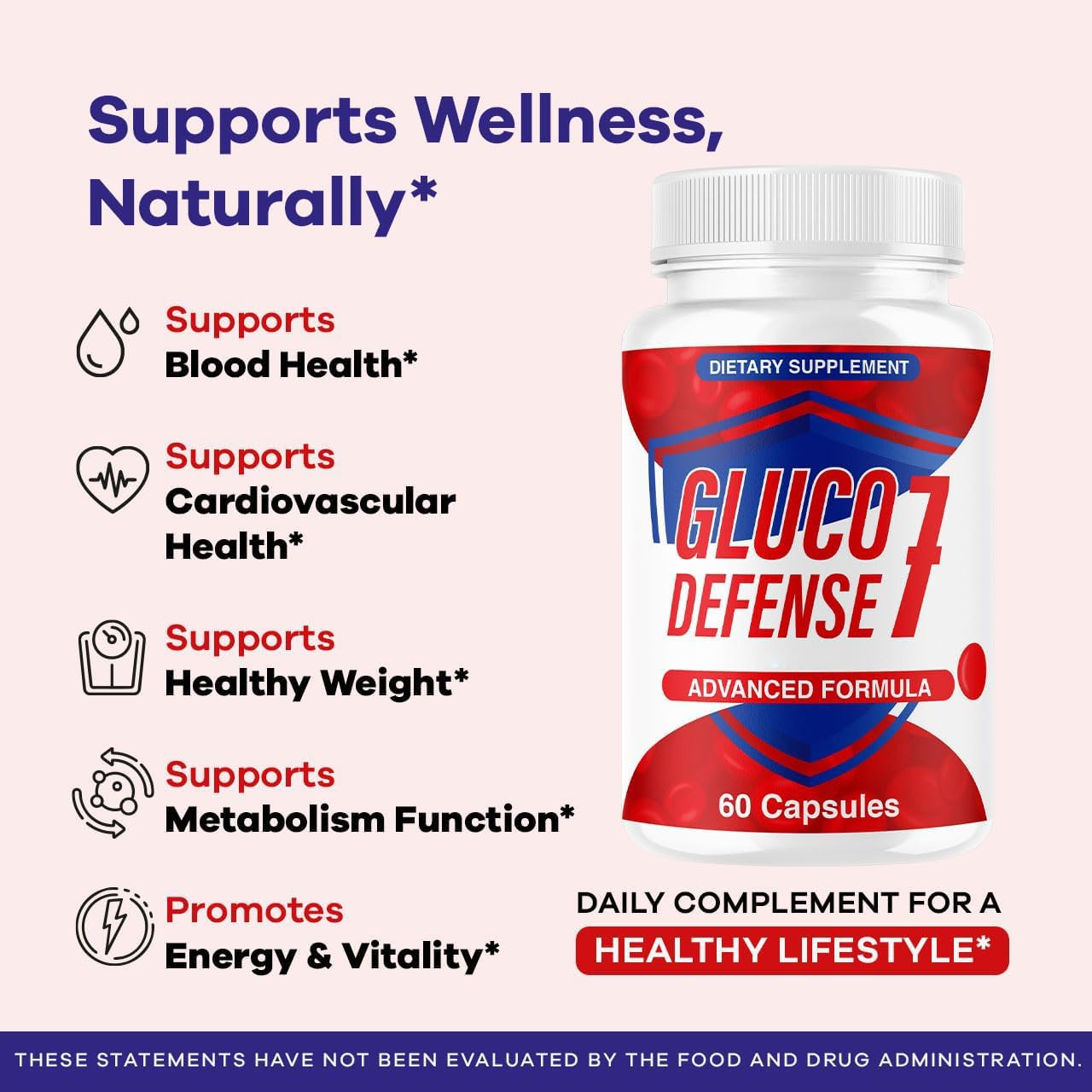 (5 Pack) GlucoDefense 7 Capsules - Official GlucoDefense Seven Blood Health Support Advanced Formula Supplement, Natural GlucoDefender 7 for Overall Health