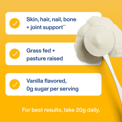 Vital Proteins Collagen Peptides Powder Vanilla - Supports Hair, Skin, Nails, Bones, Joints, Powder for Women