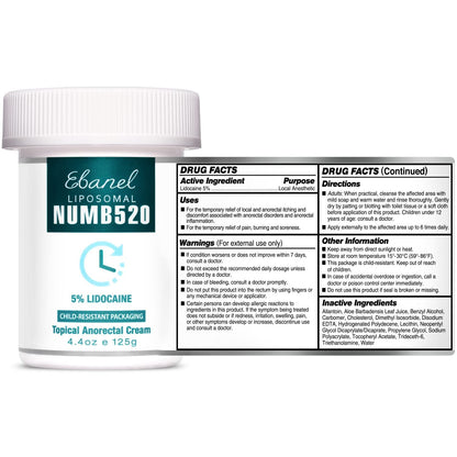 Ebanel Bundle of Pain Relief Cream Arnica Menthol 2 Oz, and Topical Numbing Cream 4 Oz