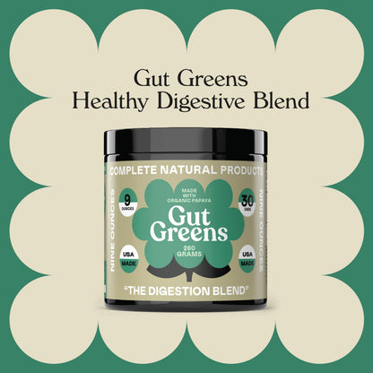 Gut Greens Superfood Powder Formula Supplement - Amazing Raw Digestive Enzyme Supplements Grass Mix, 9oz, 30 Servings