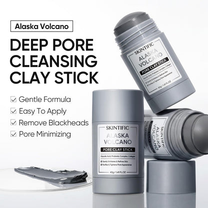 SKINTIFIC Deep Pore Cleansing Blackhead Remover Face Mask Stick, Mud Mask with Natural Alaska Volcano Clay, Gentle Exfoliating, Smoothing Skin