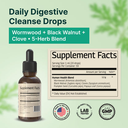VINATURA Wormwood Black Walnut Cloves Liquid - Cleanse, Detox for Humans with Papaya Leaf and Pumpkin Seed,