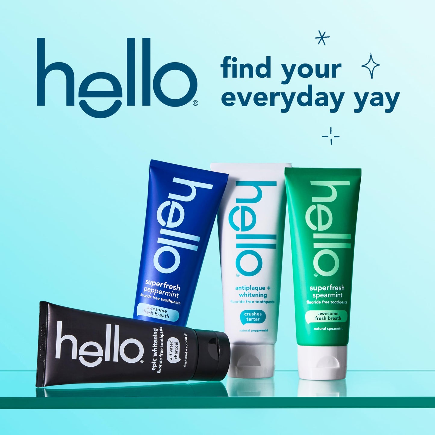 Hello Antiplaque and Whitening Fluoride Free Toothpaste, 5 Oz Tube, Whitening Toothpaste with Natural Peppermint Flavor and Tea Tree Oil, Crushes Tartar