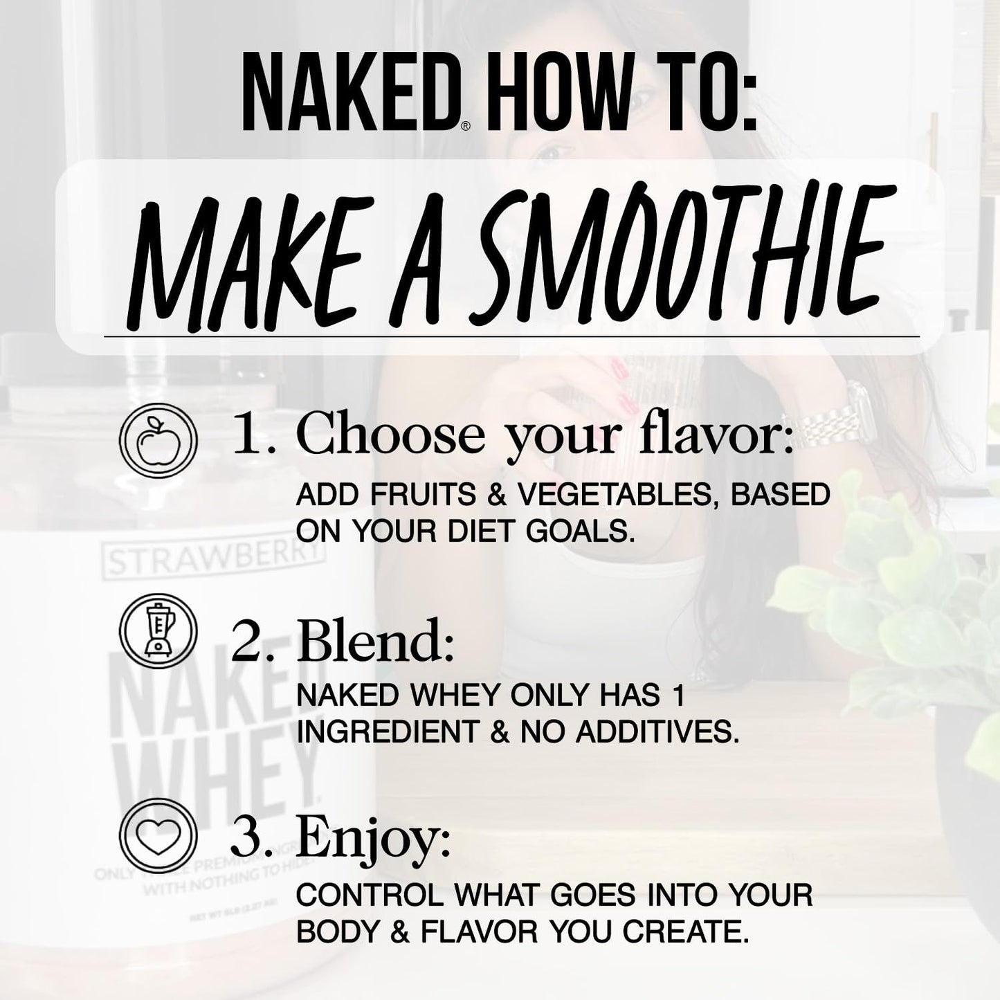 NAKED Whey 2LB 100% Grass Fed Whey Protein Powder - Only 1 Ingredient, Unflavored Whey Protein, NSF Certified, Undenatured, Gluten Free,