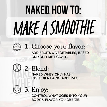 NAKED Whey 2LB 100% Grass Fed Whey Protein Powder - Only 1 Ingredient, Unflavored Whey Protein, NSF Certified, Undenatured, Gluten Free,