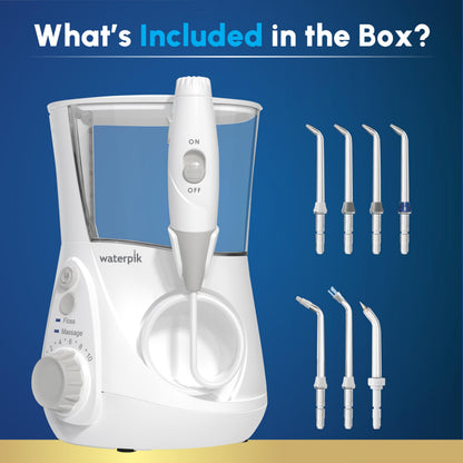 Waterpik Aquarius Water Flosser For Teeth Cleaning, Gums, Braces, Dental Care, Electric Power With 10 Settings, 7 Tips For Multiple Users And Needs, ADA Accepted, W