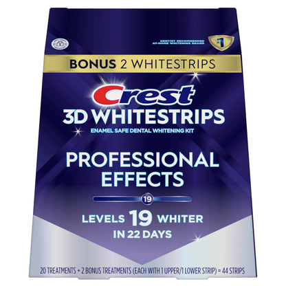 Crest 3D Whitestrips Professional Effects – Teeth Whitening Kit, 22 Treatments (20 + 2 Bonus), Each with 1 Upper/1Lower, 44 Strips
