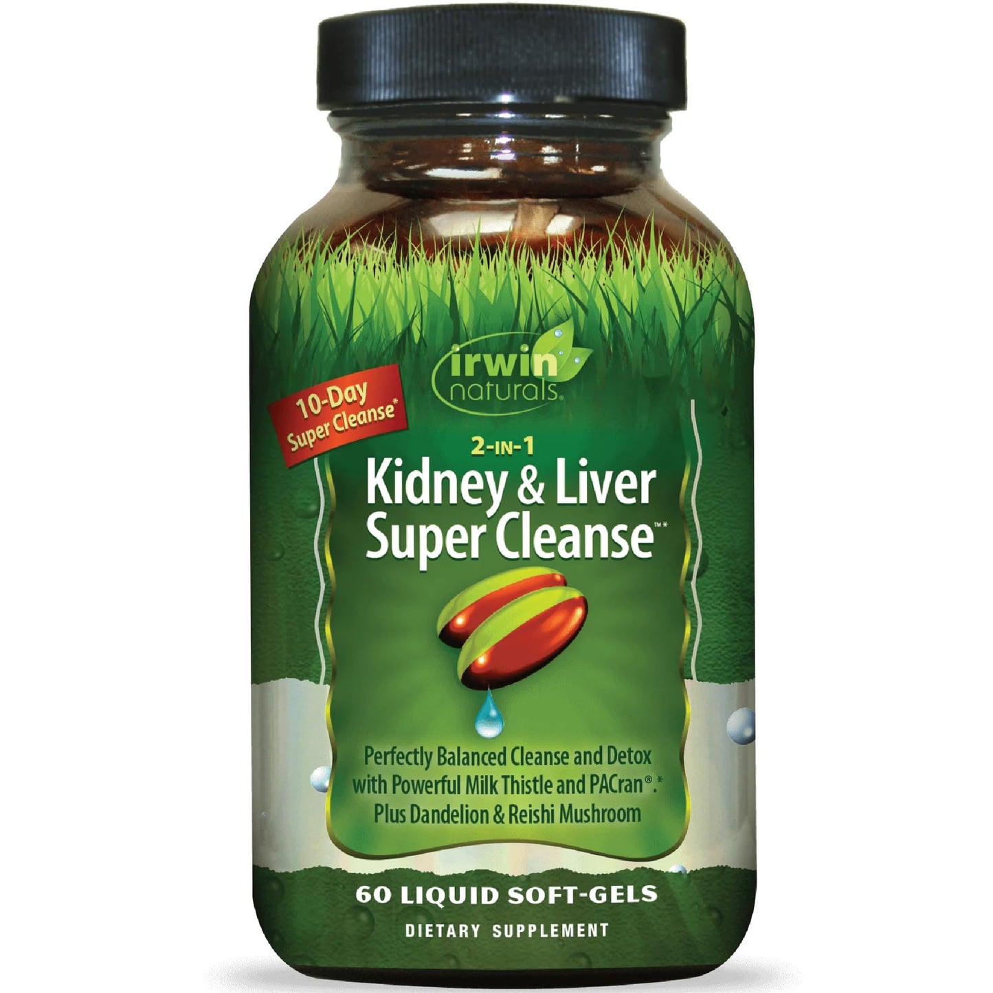 Irwin Naturals 2-in-1 Kidney & Liver Super Cleanse (10-Day) - Balanced Liver Detox & Kidney Cleanse - Milk Thistle Dandelion Root & Reishi Mushroom
