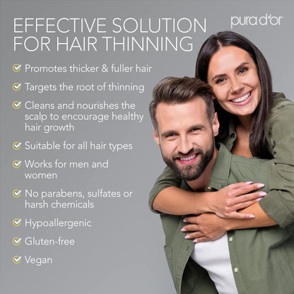 PURA D'OR Original Gold Label Anti-Thinning Shampoo - CLINICALLY TESTED - Biotin & Argan Oil – Sulfate-Free Strengthening & Volumizing for Fuller-Looking Hair,