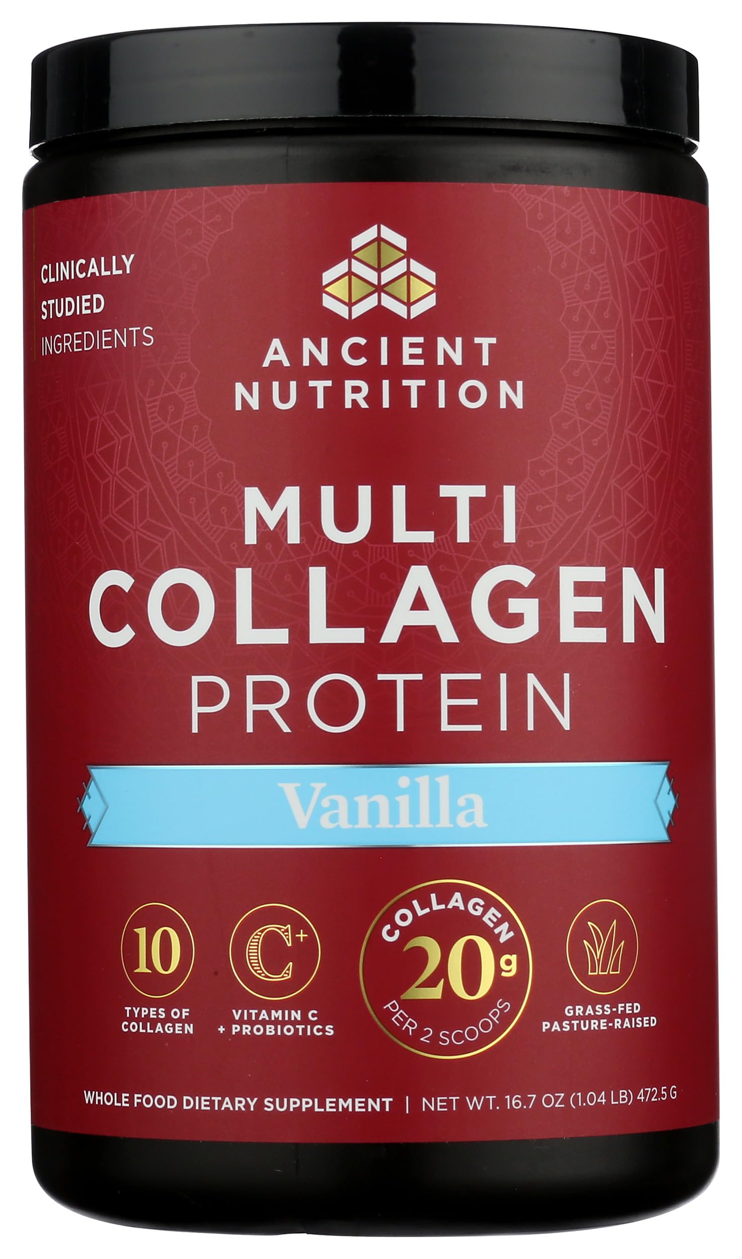 Ancient Nutrition Collagen Peptides Powder, Multi Collagen Protein, Women & Men, Vitamin C, Probiotics, Hydrolyzed Collagen, Supports Skin, Joints, Gut Health, Vanilla, 45 Servings Ancient Nutrition buy supplements Au