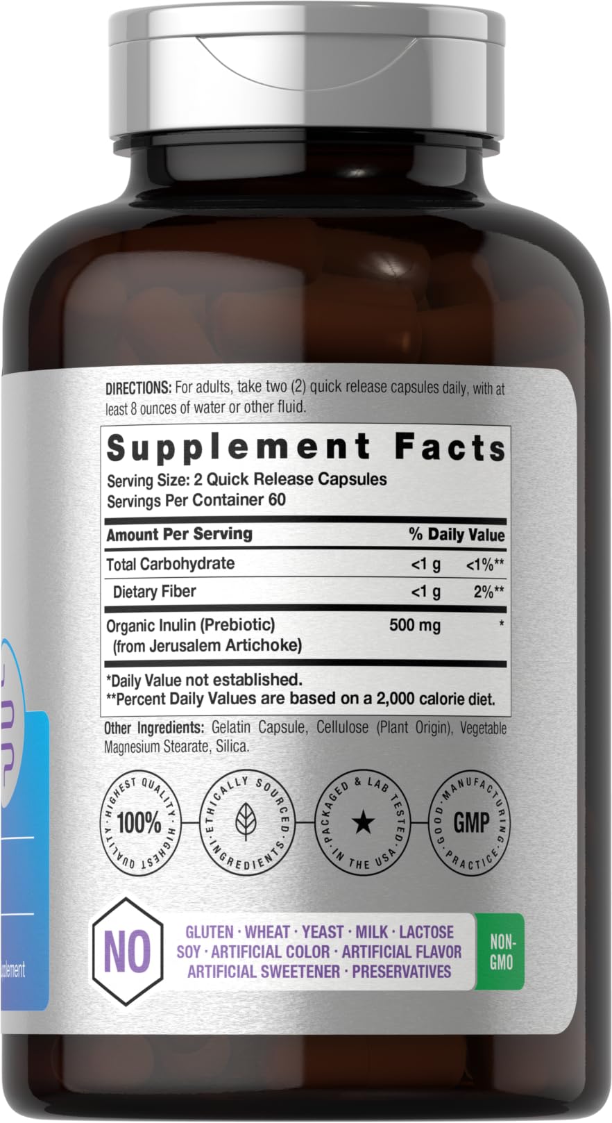 Horbäach Prebiotic for Men and Women | 120 Powder Pills | High Strength & Premium Quality Supplement | Non-GMO & Gluten Free