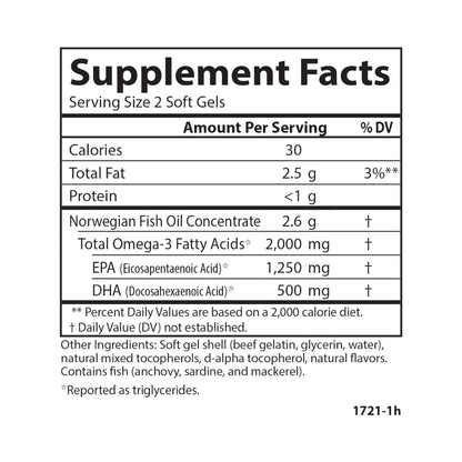 Carlson - Maximum Omega 2000, 2000 mg Omega-3s, Healthy Heart, Brain Function & Vision Support, Lemon, 90 soft gels