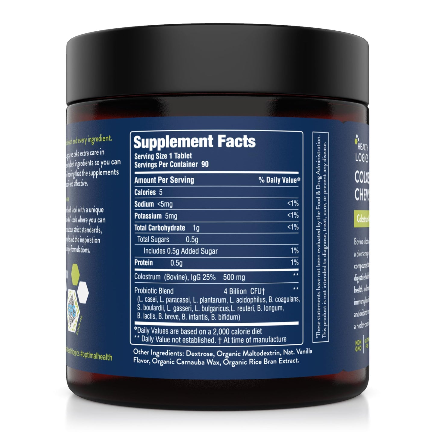 Health Logics Colostrum Chews-Colostrum Supplement 25% IgG for Gut Health, Immune Support, Hair Growth, Vanilla Flavor, 90 Servings