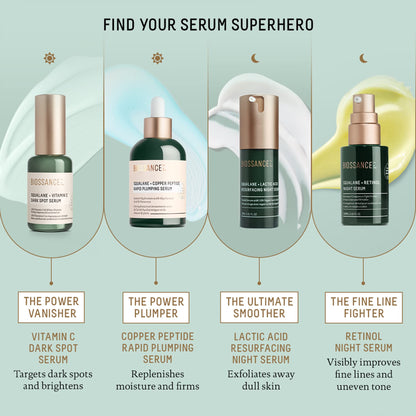 Biossance Squalane + Copper Peptide Rapid Plumping Serum - Face Serum for All Skin Types - Visibly Plumping + Firming Skin, Fine Lines + Wrinkles,