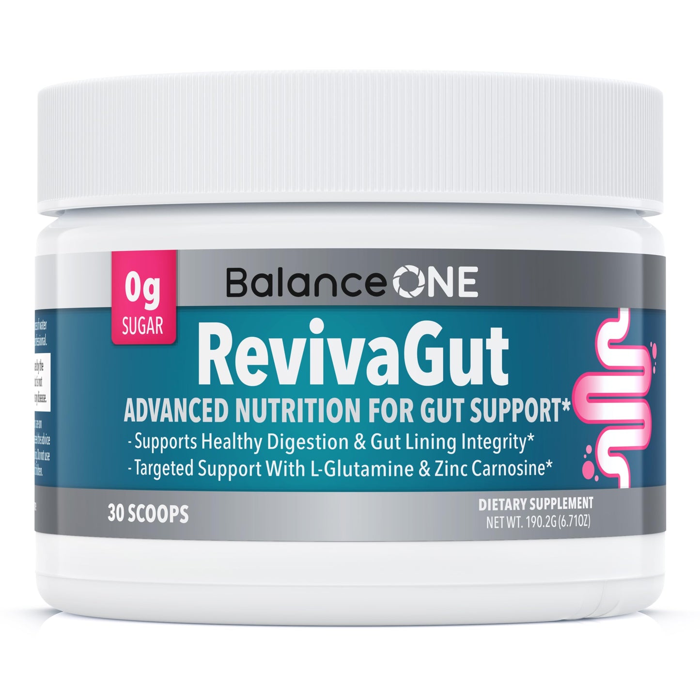 Balance ONE L-Glutamine Powder & Zinc Carnosine Supplement – Leaky Gut Repair Formula with Slippery Elm, DGL Licorice, Marshmallow & Aloe Vera